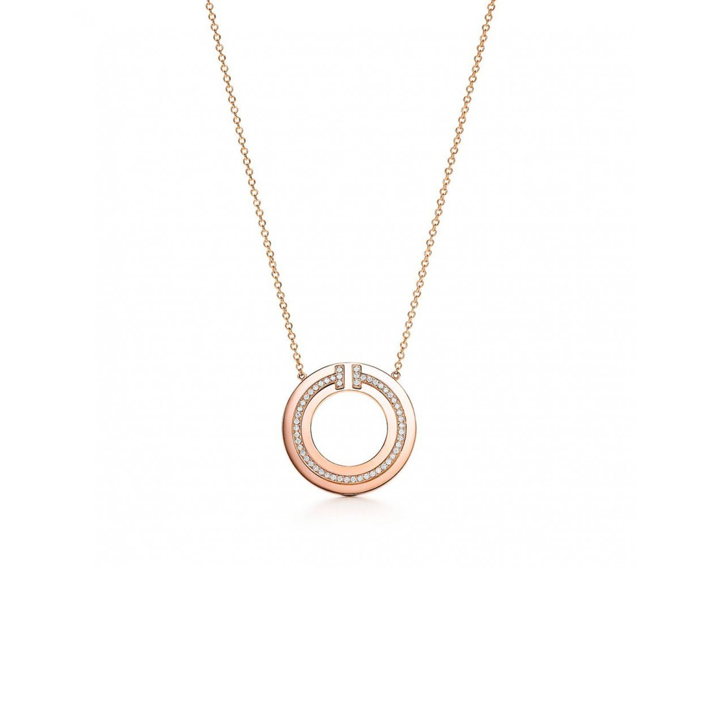 TIFFANY T DIAMOND CIRCLE PENDANT IN 18K ROSE GOLD 62996080